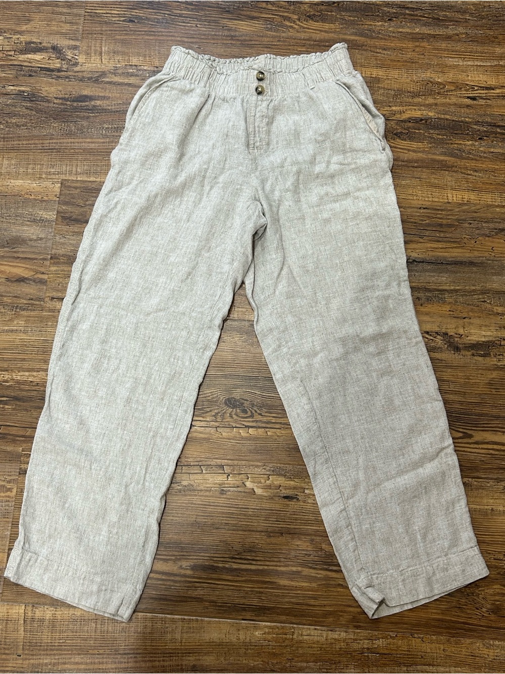 Briggs New York Beige Straight-Leg Linen-Blend Pants - Picture 3 of 9